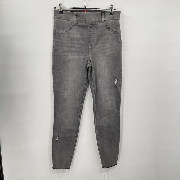 Spanx Distressed Ankle Skinny‎ Denim Jean Legging Vintage Gray Size Large - Picture 1 of 8